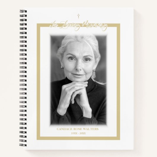 In Loving Memory Golden B&W Fotoservice Beste Notitieboek (Voorkant)