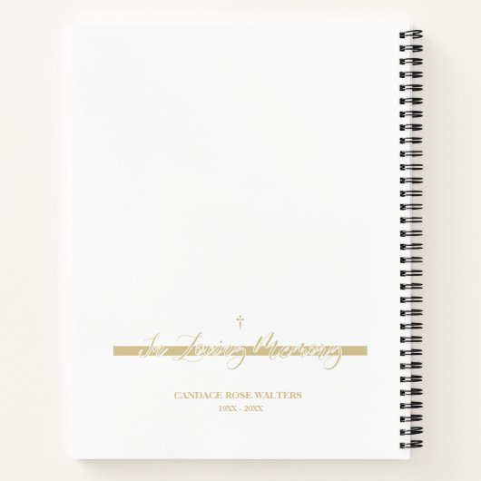 In Loving Memory Golden B&W Fotoservice Beste Notitieboek (Achterkant)