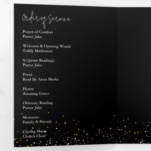 In Loving Memory Goud Lijst Zwart Drieluik Programma (Binnenzijde eerst)