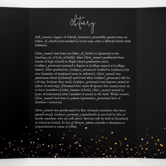 In Loving Memory Goud Lijst Zwart Drieluik Programma (Binnenkant midden)