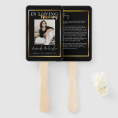In Loving Memory Gouden begrafenisfoto Handwaaier (Voorkant en achterkant)