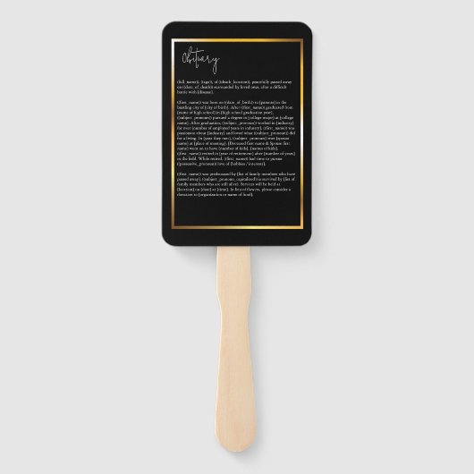 In Loving Memory Gouden begrafenisfoto Handwaaier (Achterkant)