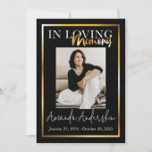 In Loving Memory Gouden begrafenisfoto Kaart (Voorkant)