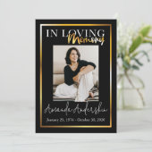In Loving Memory Gouden begrafenisfoto Kaart (Staand voorkant)
