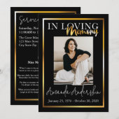 In Loving Memory Gouden begrafenisfoto Kaart (Voorkant / Achterkant)
