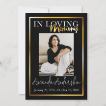 In Loving Memory Gouden begrafenisfoto