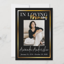 In Loving Memory Gouden begrafenisfoto Kaart