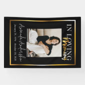 In Loving Memory Gouden begrafenisfoto Spandoek (Horizontaal)