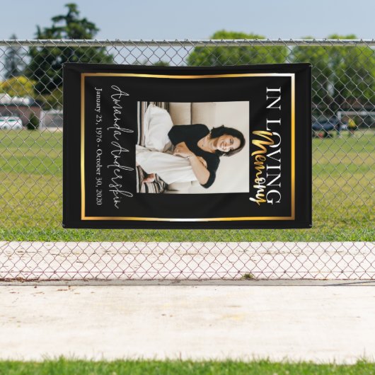 In Loving Memory Gouden begrafenisfoto Spandoek (Insitu)