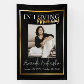 In Loving Memory Gouden begrafenisfoto Spandoek (Verticaal)