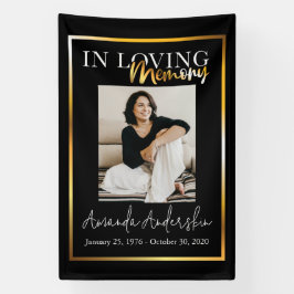 In Loving Memory Gouden begrafenisfoto Spandoek