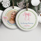 In Loving Memory Grandmillenial Bows Photo Keramisch Ornament