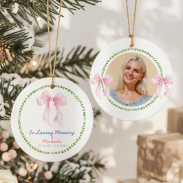 In Loving Memory Grandmillenial Bows Photo Keramisch Ornament