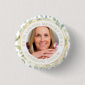 In Loving Memory Greenery Photo Funeral Button (Voorkant)