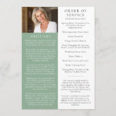 In Loving Memory Greenery Photo Memorial Service Programmakaart (Achterkant)