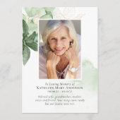 In Loving Memory Greenery Photo Memorial Service Programmakaart (Voorkant)