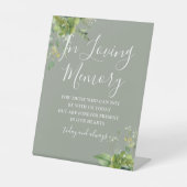 In Loving Memory Greenery Sage Green Wedding Reclamebord Met Voetstuk (Voorkant)