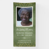 In Loving Memory Groen Goud Foto Graf Hoesje Spandoek (Verticaal)