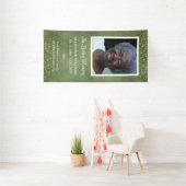 In Loving Memory Groen Goud Foto Graf Hoesje Spandoek (Insitu)