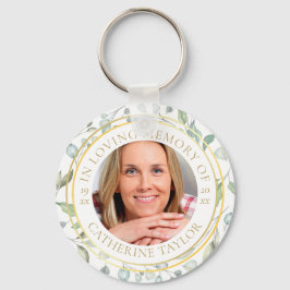 In Loving Memory Groene Bloemen Foto Sleutelhanger