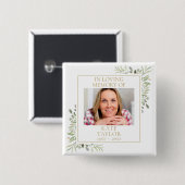 In Loving Memory Groene Funeral Foto Vierkante Button 5,1 Cm (Voorkant /achterkant)
