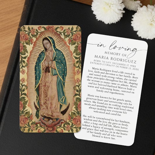 In Loving Memory Guadalupe Funeral Prayer Cards Visitekaartje