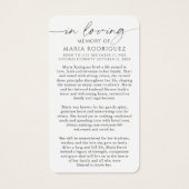 In Loving Memory Guadalupe Funeral Prayer Cards Visitekaartje (Achterkant)