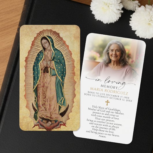 In Loving Memory Guadalupe Photo Prayer Card Visitekaartje