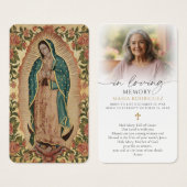In Loving Memory Guadalupe Photo Prayer Card Visitekaartje (Voorkant /achterkant)