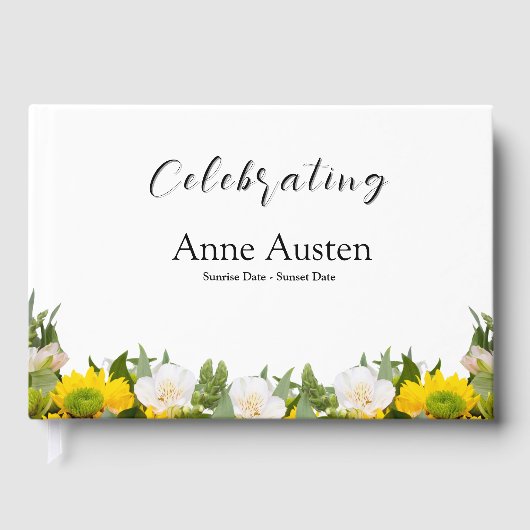 In Loving Memory Guest Book - Floral Gastenboek (Voorkant)