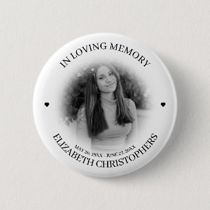 In Loving Memory Heart Custom Photo Memorial Ronde Button 5,7 Cm