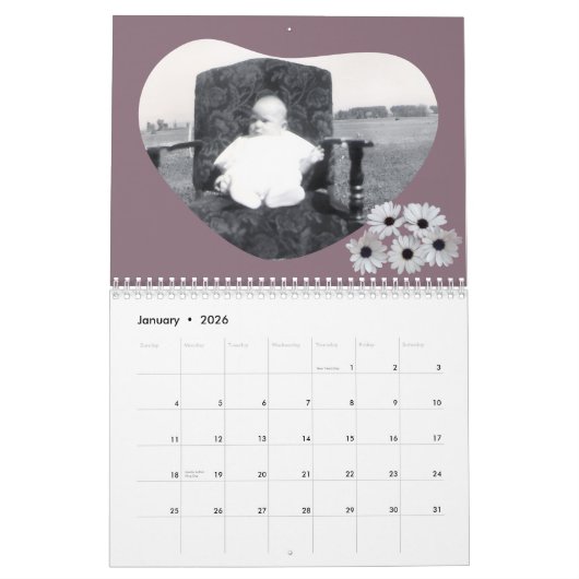 In Loving Memory Heart Shape Photo Daisies Kalender (Jan 2026)