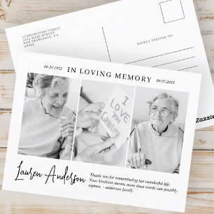 In Loving Memory Herdenking Modern Eenvoudig 3 Fot Briefkaart