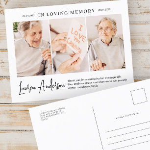 In Loving Memory Herdenking Modern Eenvoudig 3 Fot Briefkaart