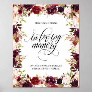 In Loving Memory Herdenkingskaars Brandt Bord Poster