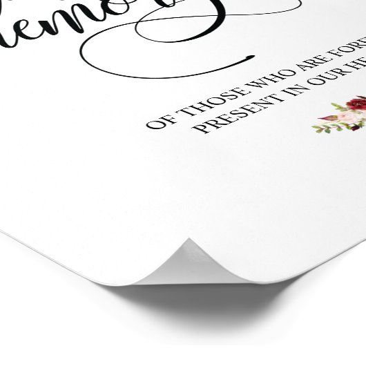 In Loving Memory Herdenkingskaars Brandt Bord Poster (Hoek)