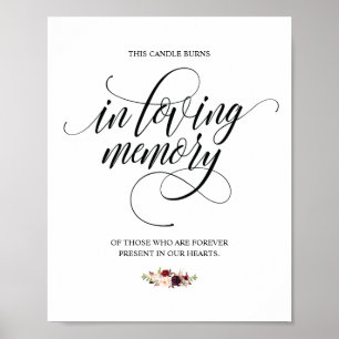 In Loving Memory Herdenkingskaars Brandt Bord Poster