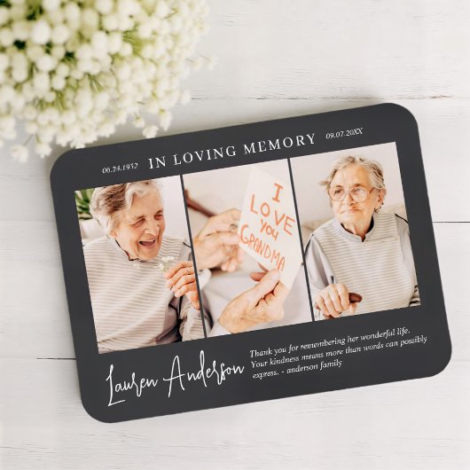In Loving Memory-herdenkingsmoderne eenvoudige 3 f Magneet