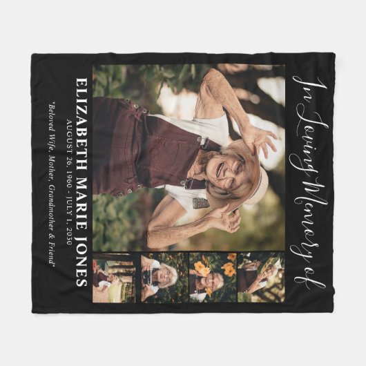 In Loving Memory Herembrance Foto Memorial Fleece Deken (Voorkant (Horizontaal))