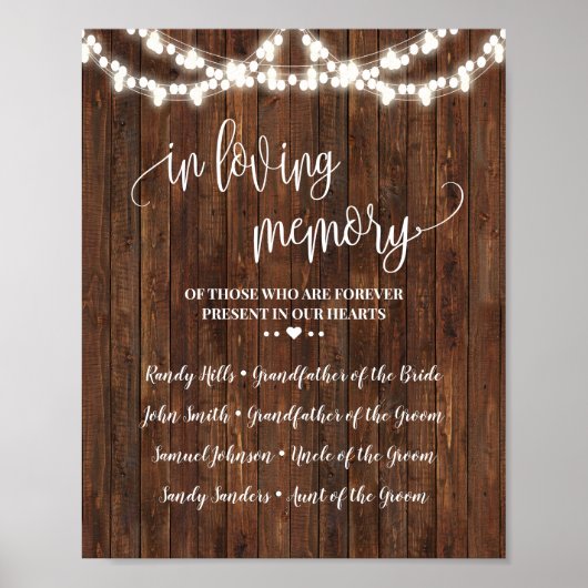 In Loving Memory Herembrance Western Wedding Poster (Voorkant)