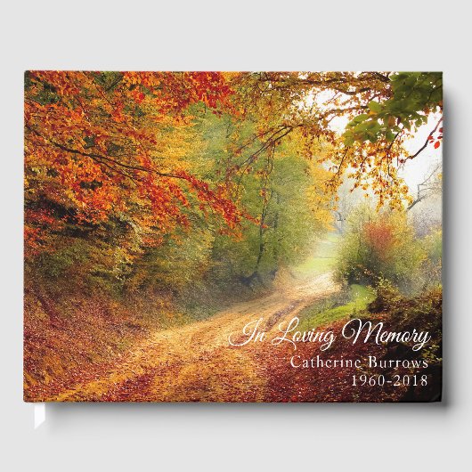 In Loving Memory Herfst Forest Funeral Condolence Gastenboek (Voorkant)