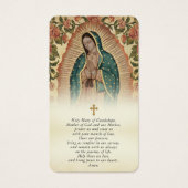 In Loving Memory Holy Mary of Guadalupe Prayer Visitekaartje (Voorkant)