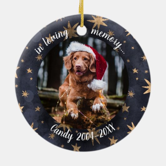 In Loving Memory | Hond Foto Huisdier Herdenking S Keramisch Ornament (Achterkant)