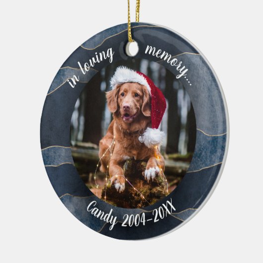 In Loving Memory | Hondsfoto Huisdierherdenking Ab Keramisch Ornament (Links)