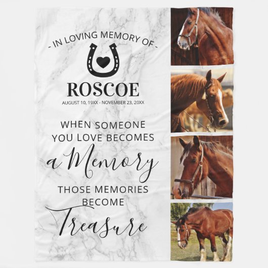In Loving Memory Horse Memorial Fleece Deken (Voorkant)