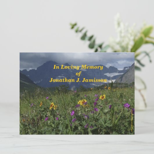 In Loving Memory Invitation, Mountain Wildflower Kaart (Staand voorkant)