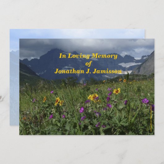 In Loving Memory Invitation, Mountain Wildflower Kaart (Voorkant / Achterkant)
