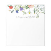 In Loving Memory Kaarten Wildflower Notitieblok (Voorkant)