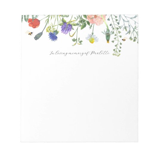 In Loving Memory Kaarten Wildflower Notitieblok (Voorkant)
