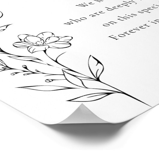 In Loving Memory Kalligrafie Trouwbord Poster (Hoek)